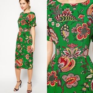 ASOS Midi Wiggle Dress in Paisley Print